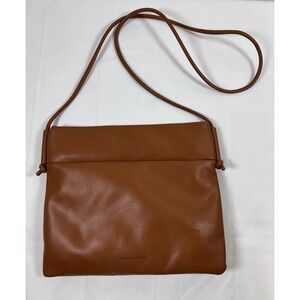 ELIZABETH AND JAMES Brown Pebbled Faux Leather Slim Crossbody Bag Soft Versatile